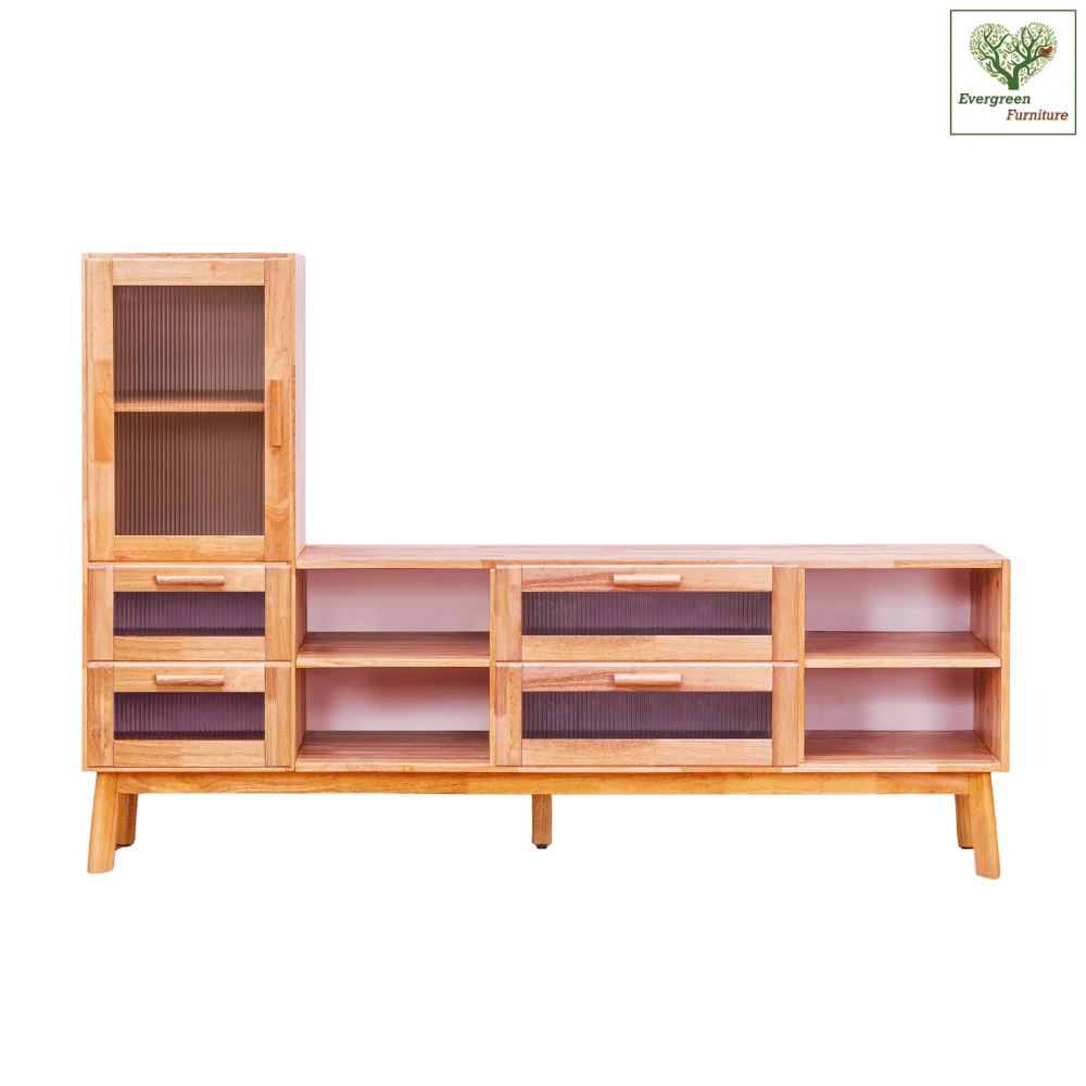 ตู้วางทีวี EVERGREEN FURNITURE รุ่น GL-18-FWR-3-17 ไม้ยางพารา สีไม้ธรรมชาติ_1
