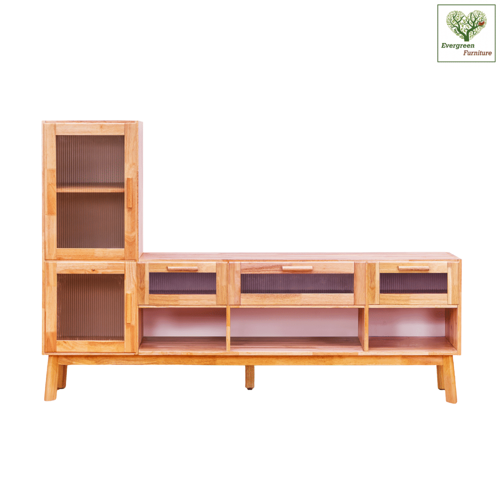 ตู้วางทีวี EVERGREEN FURNITURE รุ่น GL-18-FWR-3-24 ไม้ยางพารา สีไม้ธรรมชาติ_1