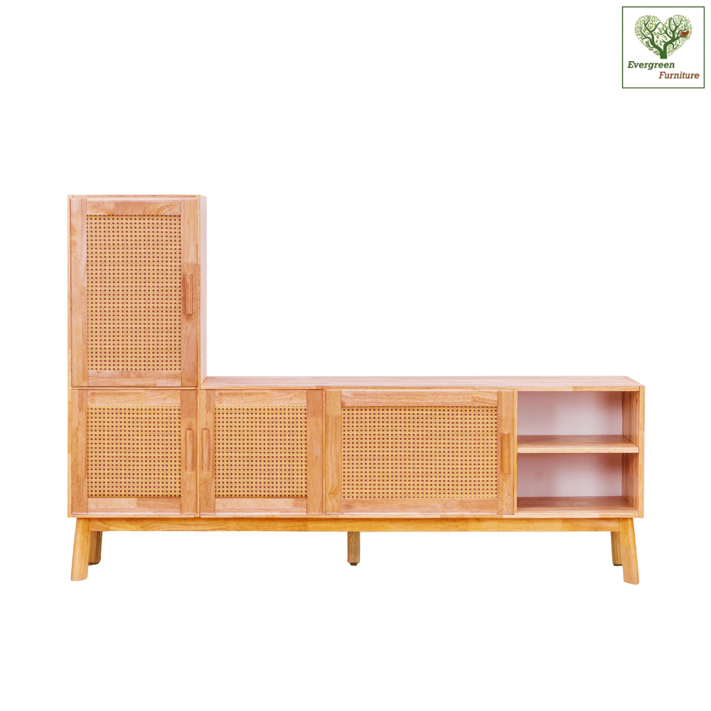 ตู้วางทีวี EVERGREEN FURNITURE รุ่น GL-18-FWR-4-25 ไม้ยางพารา สีไม้ธรรมชาติ_1