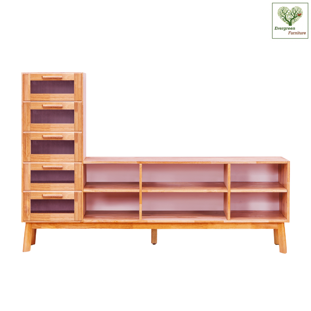 ตู้วางทีวี EVERGREEN FURNITURE รุ่น GL-18-FWR-3-26 ไม้ยางพารา สีไม้ธรรมชาติ_1