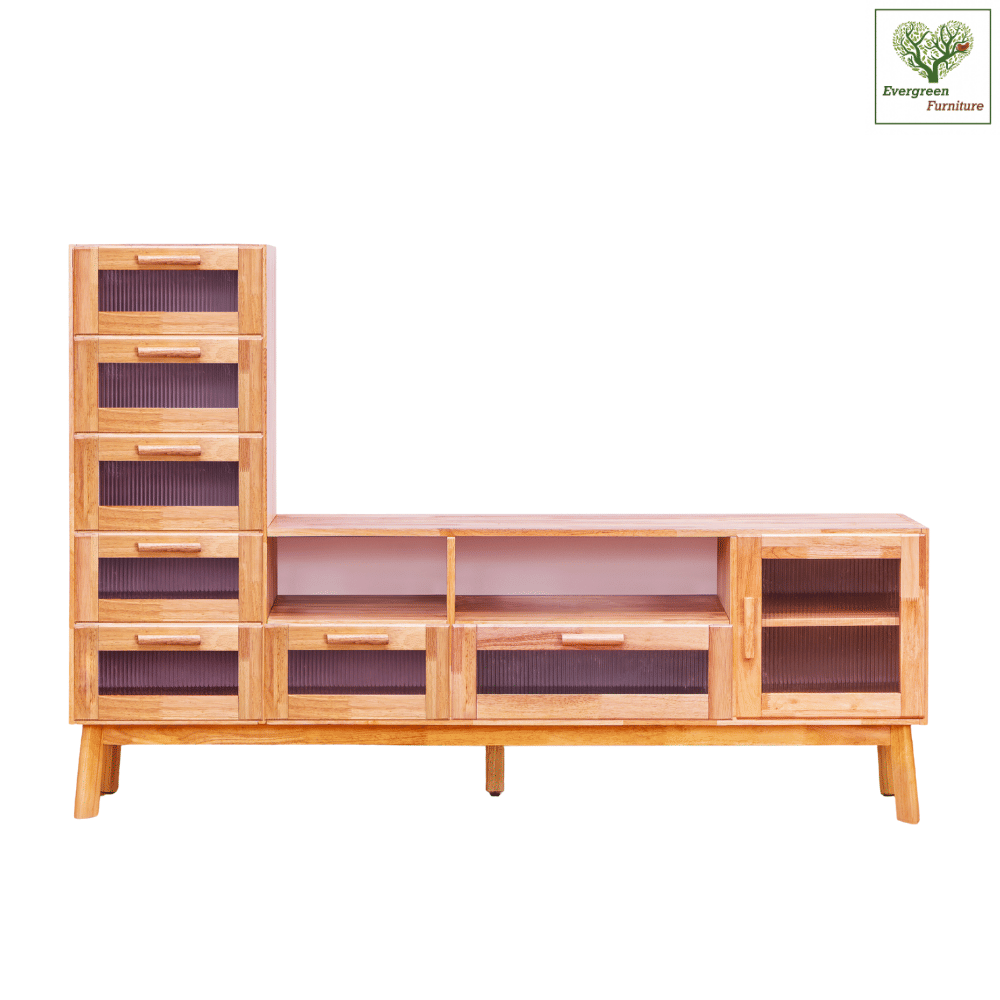 ตู้วางทีวี EVERGREEN FURNITURE รุ่น GL-18-FWR-3-29 ไม้ยางพารา สีไม้ธรรมชาติ_1