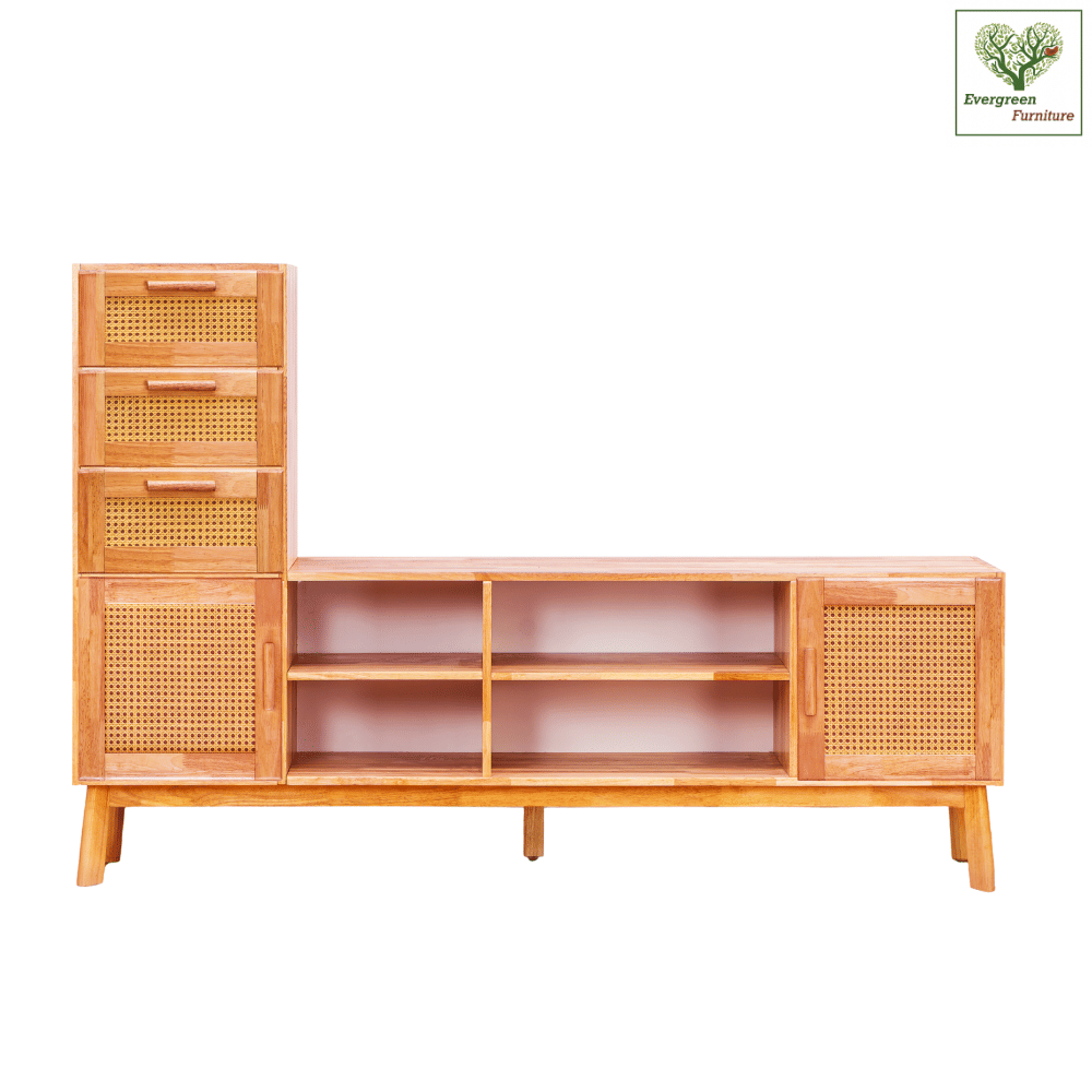 ตู้วางทีวี EVERGREEN FURNITURE รุ่น GL-18-FWR-4-30 ไม้ยางพารา สีไม้ธรรมชาติ_1