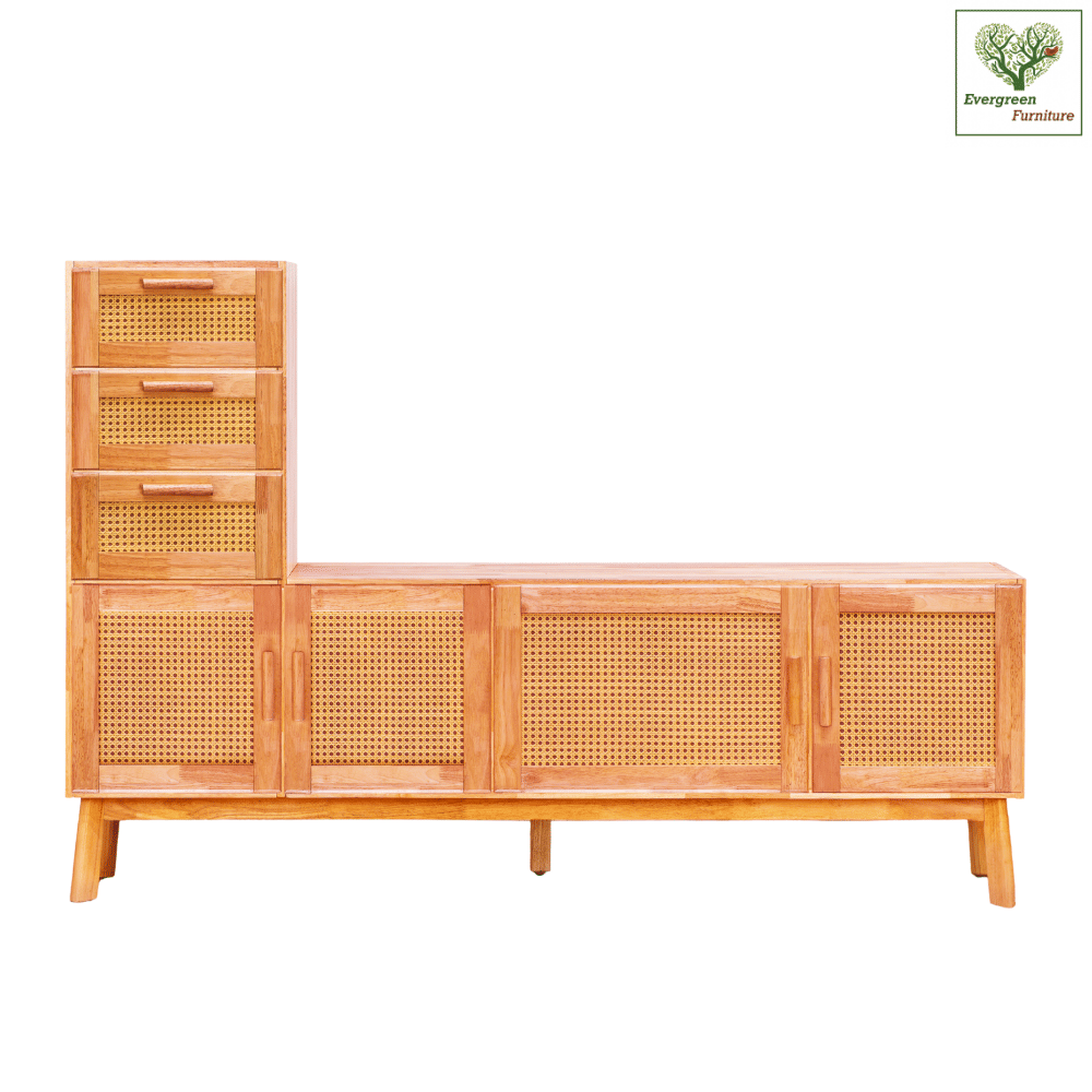 ตู้วางทีวี EVERGREEN FURNITURE รุ่น GL-18-FWR-4-32 ไม้ยางพารา สีไม้ธรรมชาติ_1
