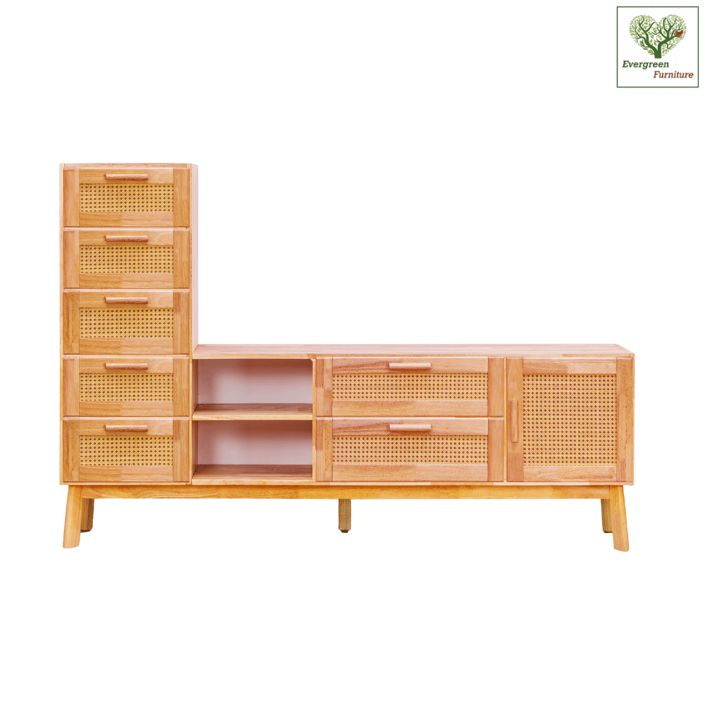 ตู้วางทีวี EVERGREEN FURNITURE รุ่น GL-18-FWR-4-34 ไม้ยางพารา สีไม้ธรรมชาติ_1