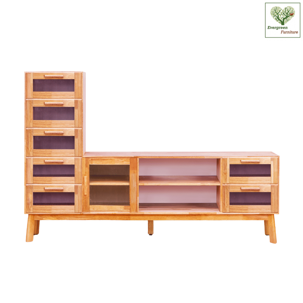 ตู้วางทีวี EVERGREEN FURNITURE รุ่น GL-18-FWR-3-35 ไม้ยางพารา สีไม้ธรรมชาติ_1