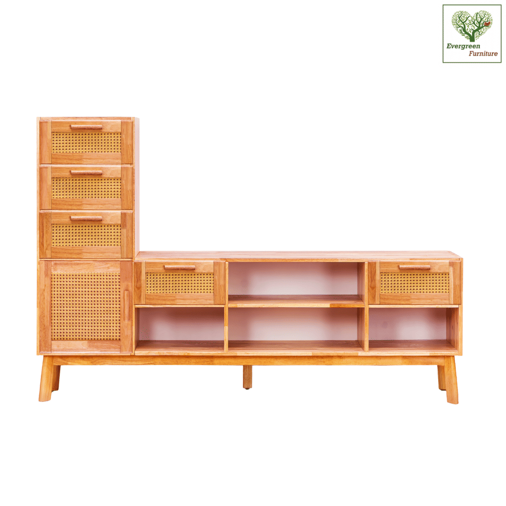 ตู้วางทีวี EVERGREEN FURNITURE รุ่น GL-18-FWR-4-37 ไม้ยางพารา สีไม้ธรรมชาติ_1