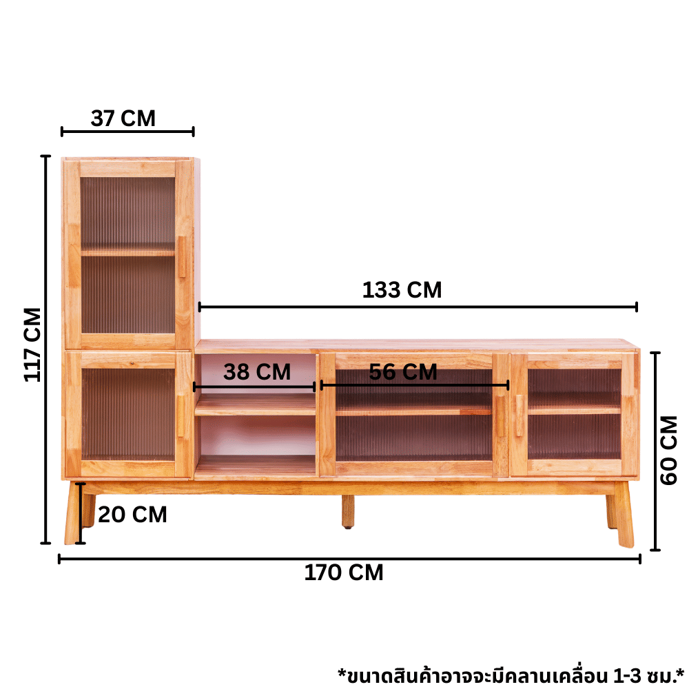 ตู้วางทีวี ไม้ยางพารา EVERGREEN FURNITURE รุ่น GL-18-FWR-3-6  สีไม้ธรรมชาติ_2