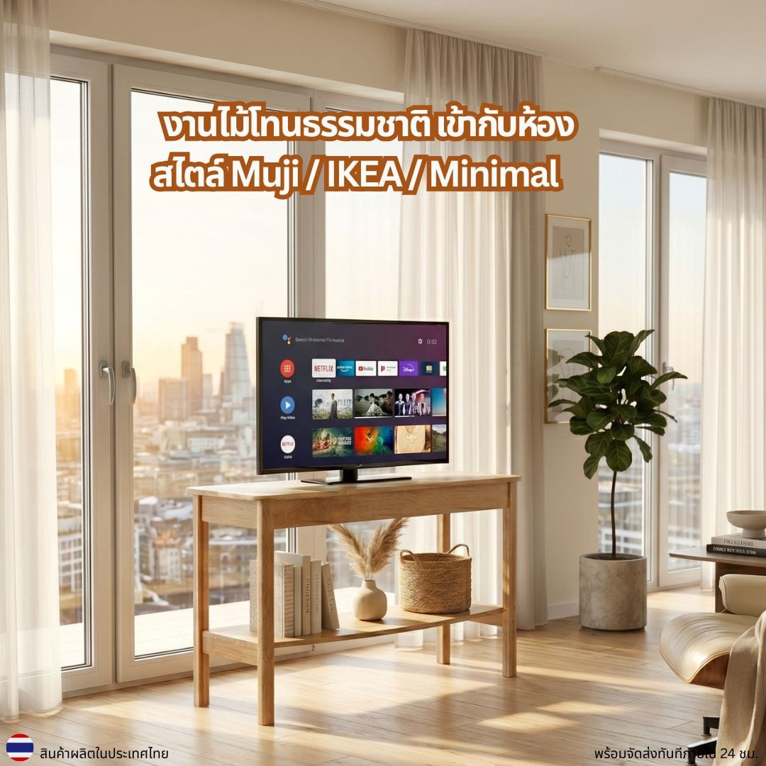 ชั้นวางทีวี EVERGREEN FURNITURE รุ่น V-80345 สีไม้ธรรมชาติ_2