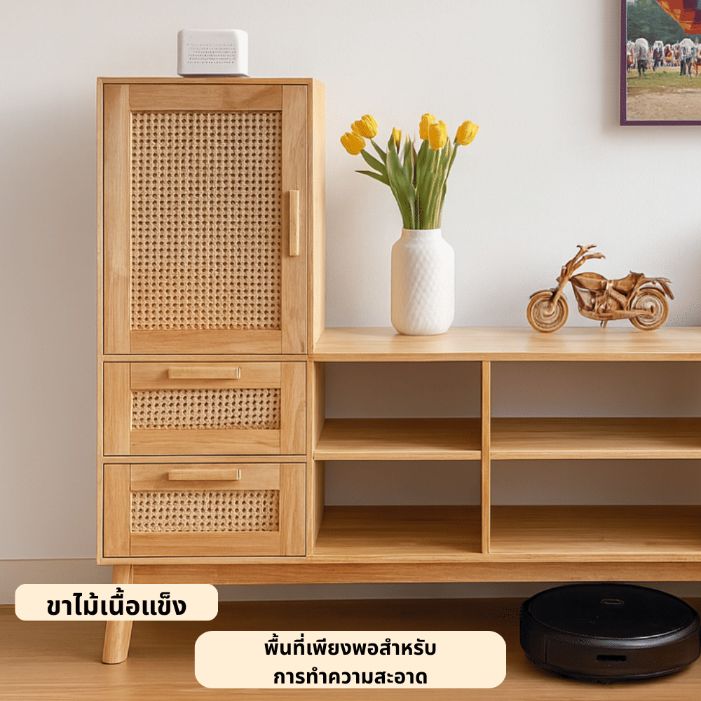 ตู้วางทีวีไม้ยางพารา EVERGREEN FURNITURE รุ่น GL-18-FWR-4-1  สีไม้ธรรมชาติ_3