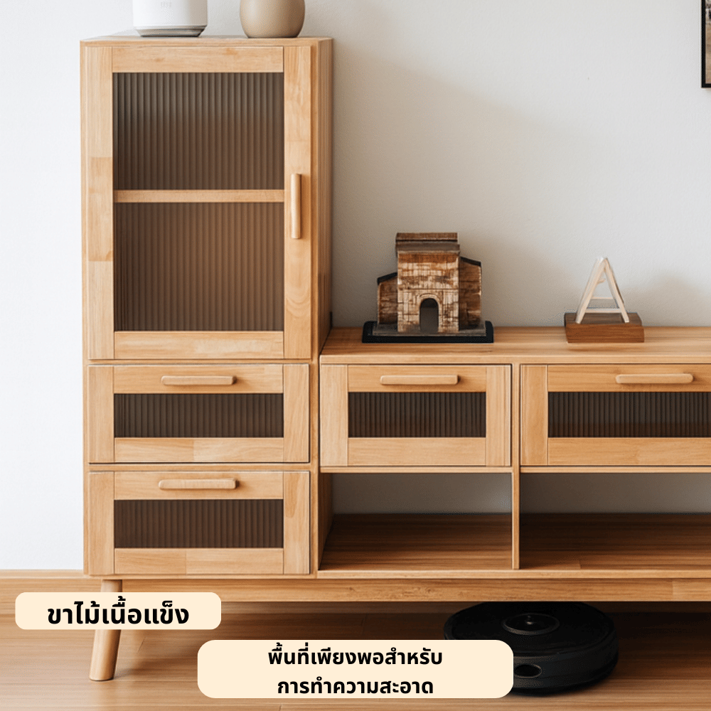 ตู้วางทีวีไม้ยางพารา  EVERGREEN FURNITURE รุ่น GL-18-FWR-3-2 สีไม้ธรรมชาติ_3