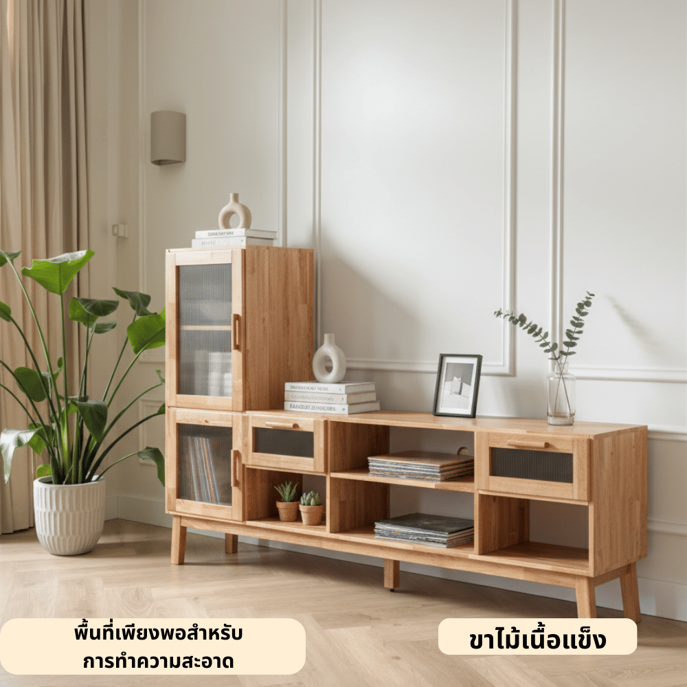 ตู้วางทีวี EVERGREEN FURNITURE รุ่น GL-18-FWR-3-12 ไม้ยางพารา สีไม้ธรรมชาติ_3