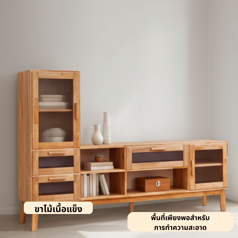ตู้วางทีวี EVERGREEN FURNITURE รุ่น GL-18-FWR-3-19 ไม้ยางพารา สีไม้ธรรมชาติ_3