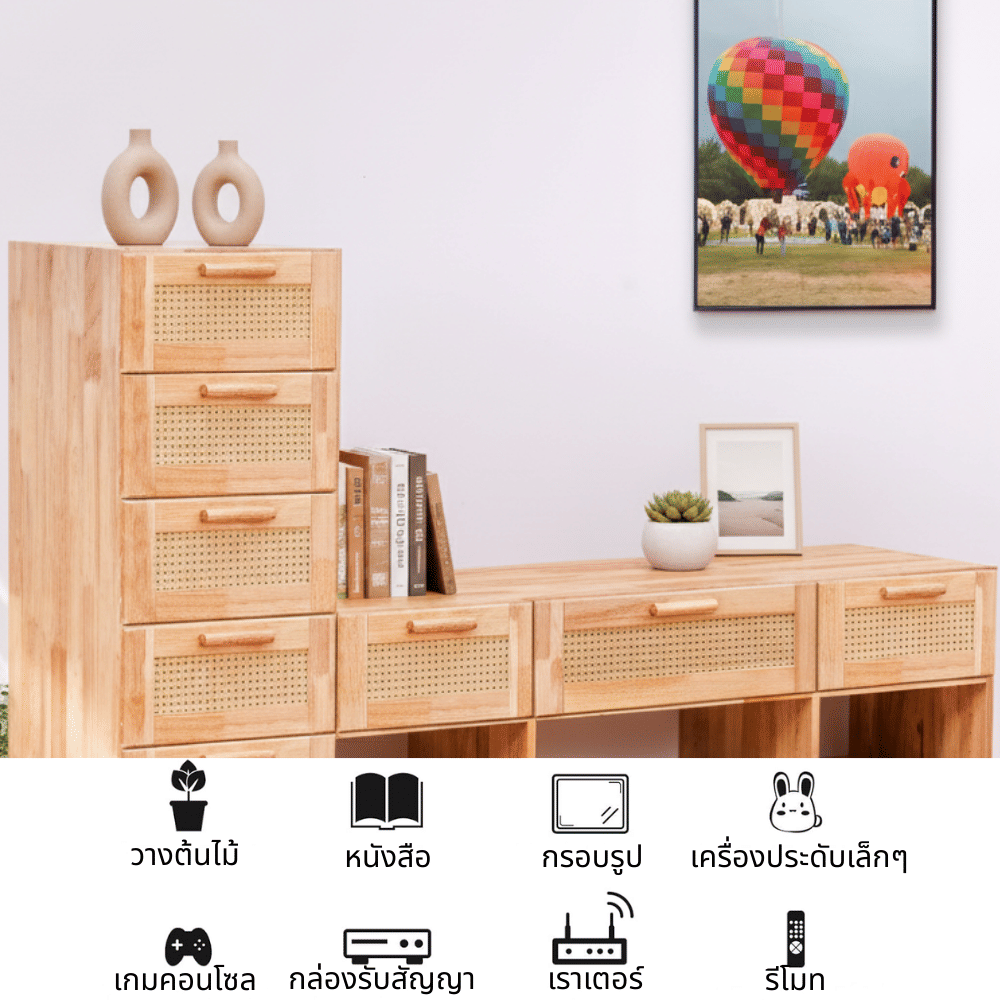 ตู้วางทีวี EVERGREEN FURNITURE รุ่น GL-18-FWR-4-27 ไม้ยางพารา สีไม้ธรรมชาติ_3