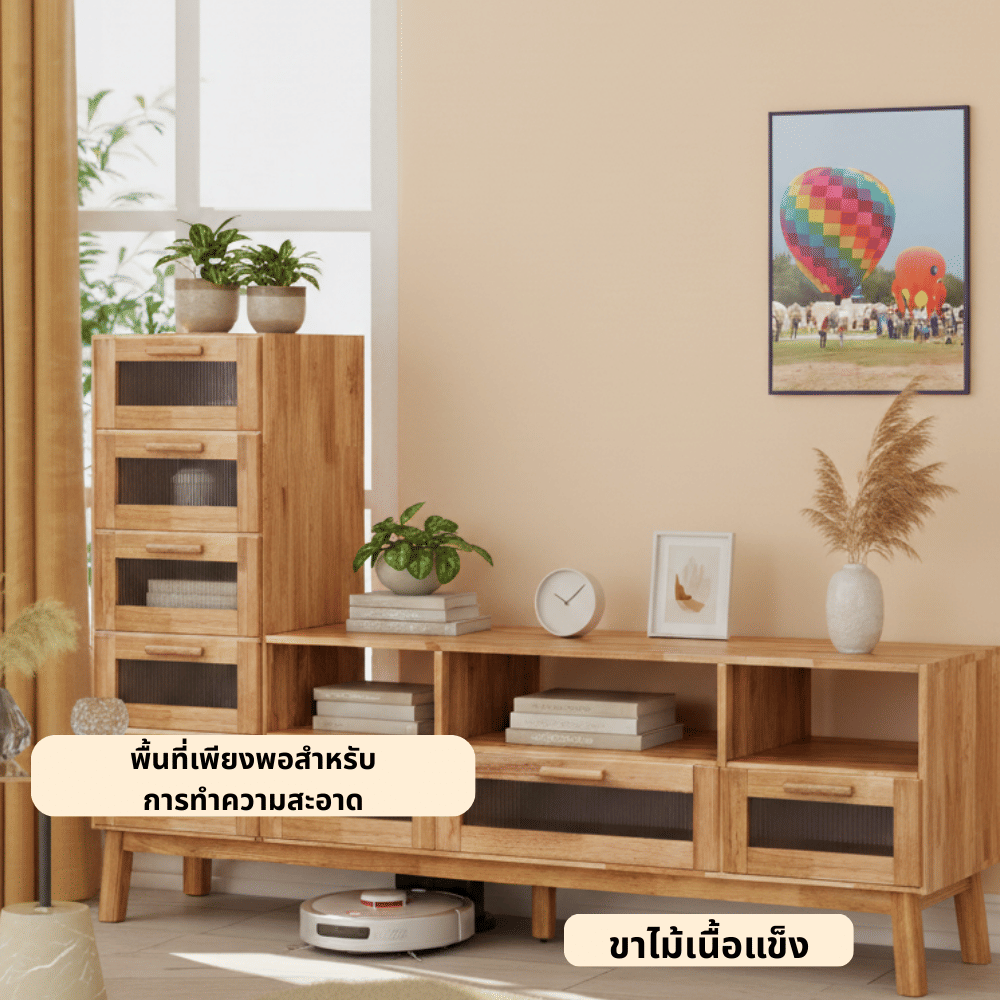 ตู้วางทีวี EVERGREEN FURNITURE รุ่น GL-18-FWR-3-28 ไม้ยางพารา สีไม้ธรรมชาติ_3