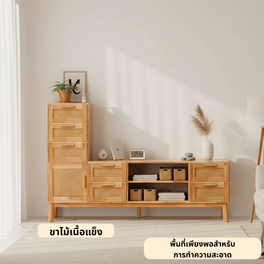 ตู้วางทีวี EVERGREEN FURNITURE รุ่น GL-18-FWR-4-36 ไม้ยางพารา สีไม้ธรรมชาติ_3