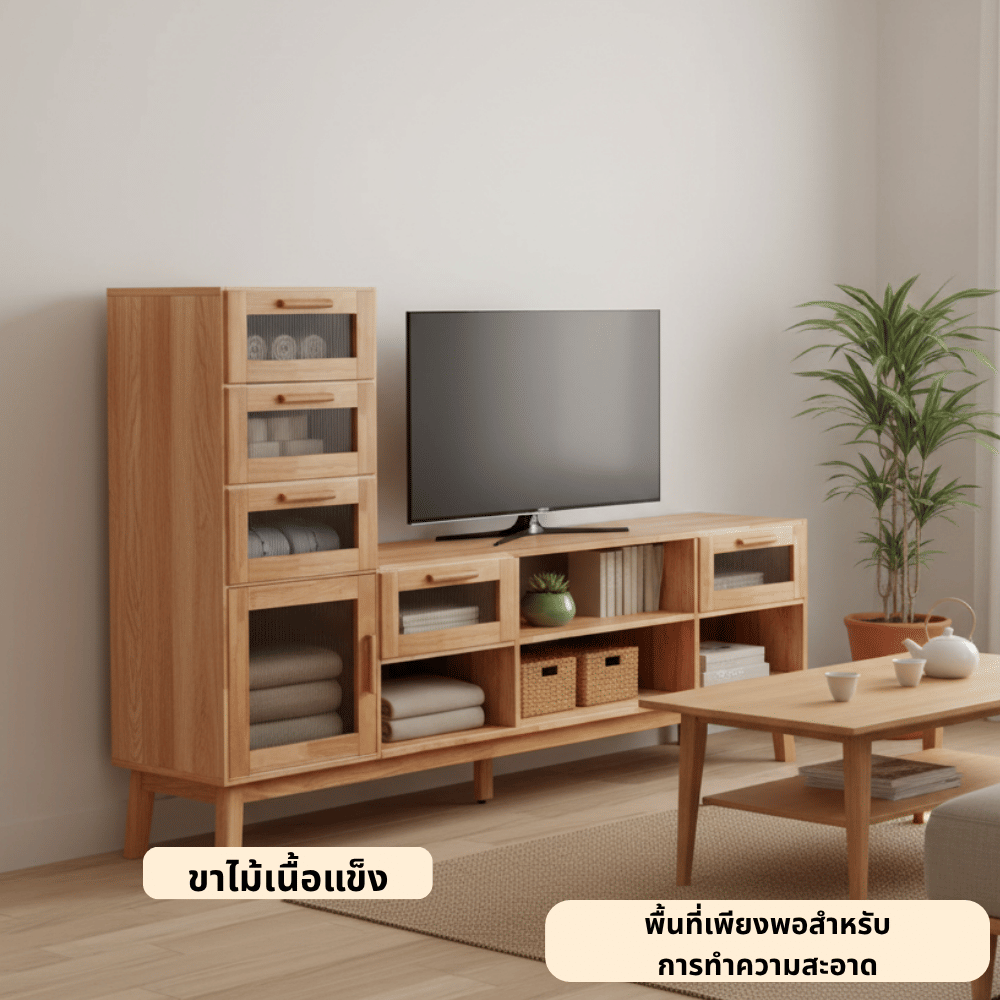 ตู้วางทีวี EVERGREEN FURNITURE รุ่น GL-18-FWR-3-37 ไม้ยางพารา สีไม้ธรรมชาติ_3