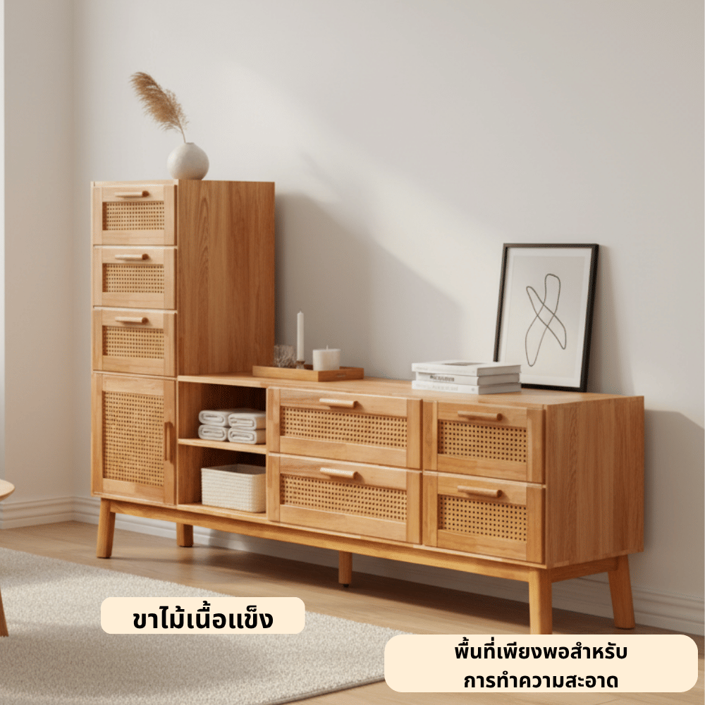 ตู้วางทีวี EVERGREEN FURNITURE รุ่น GL-18-FWR-4-38 ไม้ยางพารา สีไม้ธรรมชาติ_3