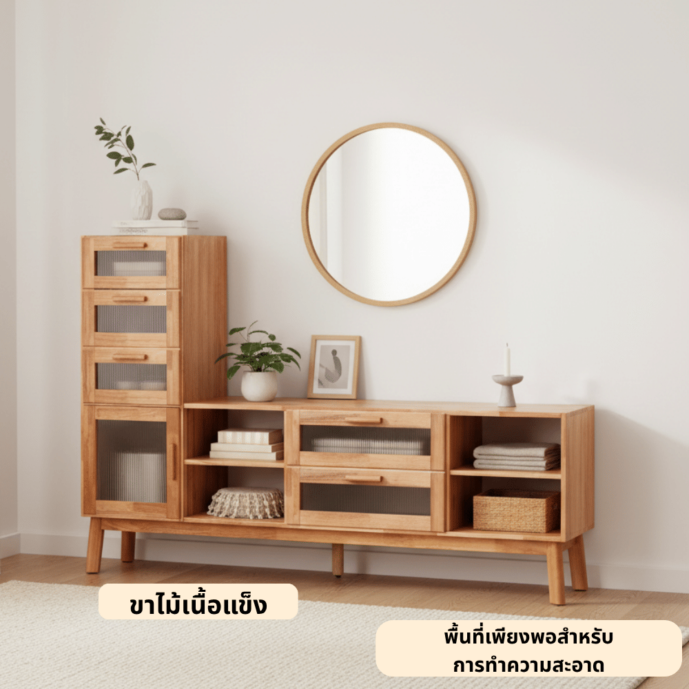ตู้วางทีวี EVERGREEN FURNITURE รุ่น GL-18-FWR-3-39 ไม้ยางพารา สีไม้ธรรมชาติ_3