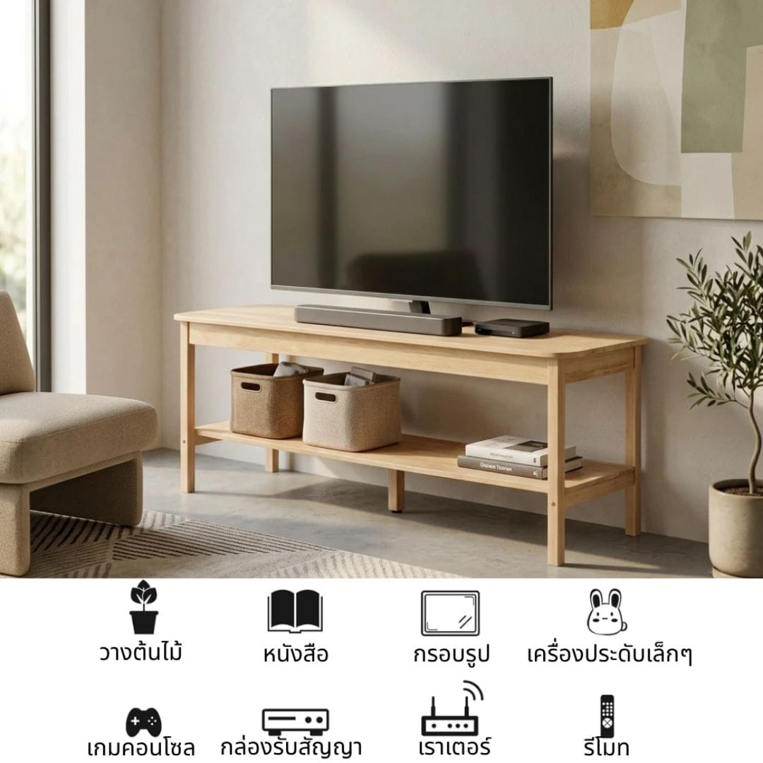 ชั้นวางทีวี EVERGREEN FURNITURE รุ่น V-12445 สีไม้ธรรมชาติ_3