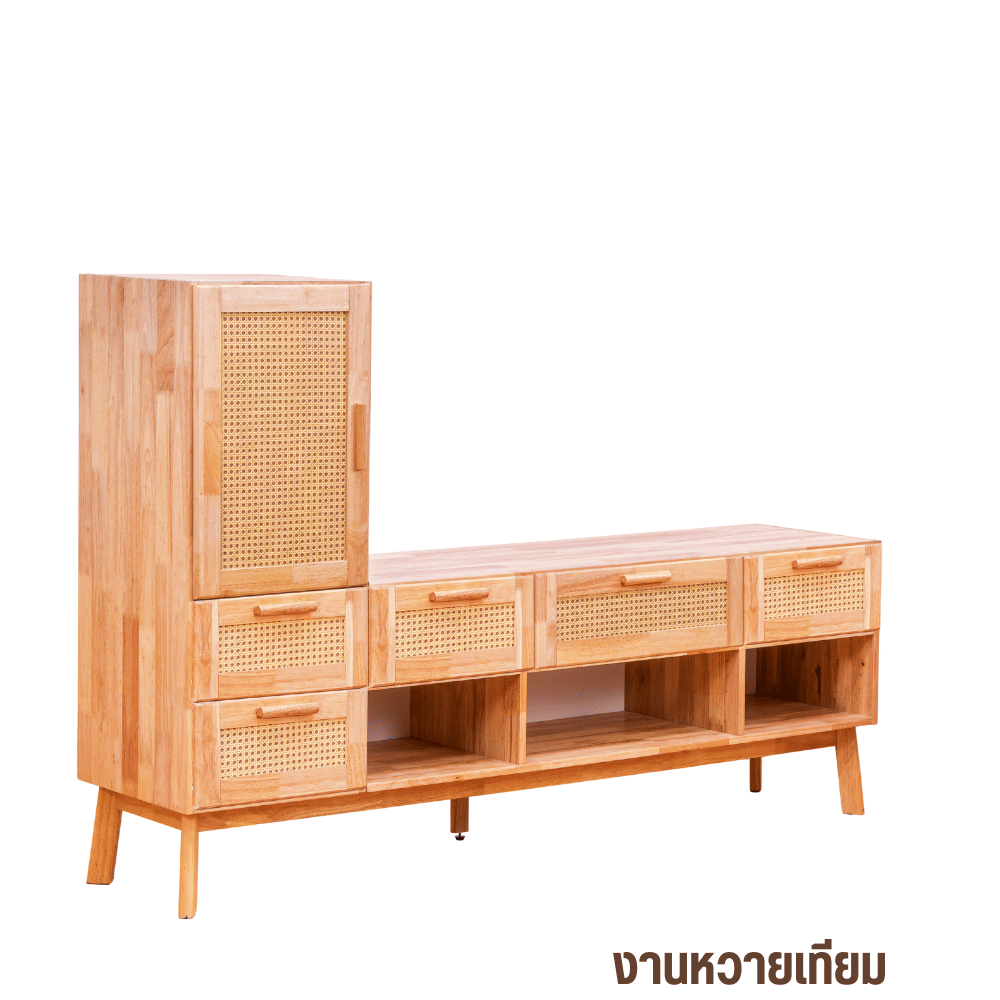 ตู้วางทีวีไม้ยางพารา EVERGREEN FURNITURE รุ่น GL-18-FWR-4-2  สีไม้ธรรมชาติ_4