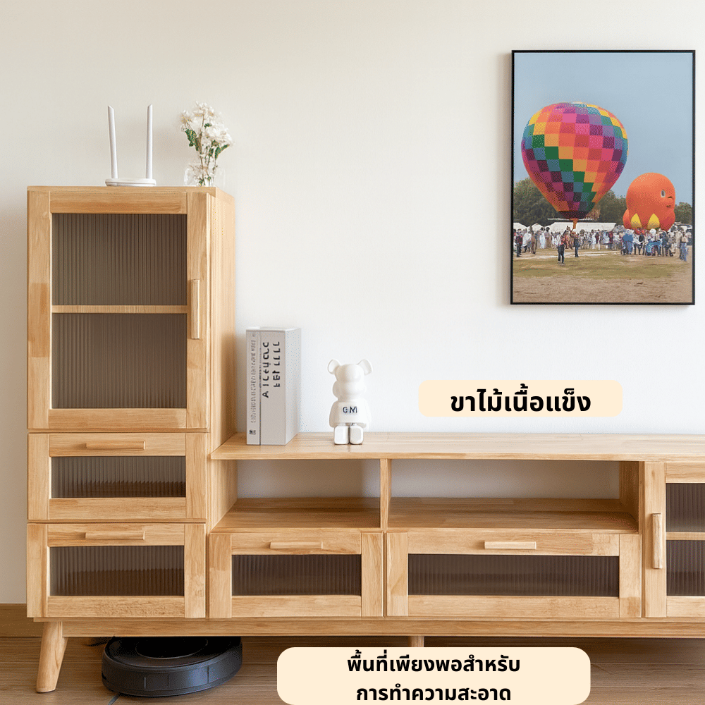 ตู้วางทีวีไม้ยางพารา EVERGREEN FURNITURE รุ่น GL-18-FWR-3-3  สีไม้ธรรมชาติ_4