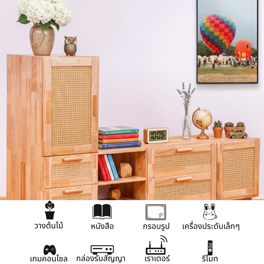 ตู้วางทีวี EVERGREEN FURNITURE รุ่น GL-18-FWR-4-9 ไม้ยางพารา สีไม้ธรรมชาติ_4