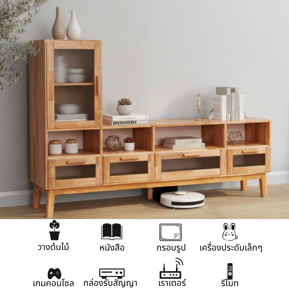 ตู้วางทีวี EVERGREEN FURNITURE รุ่น GL-18-FWR-3-21 ไม้ยางพารา สีไม้ธรรมชาติ_4