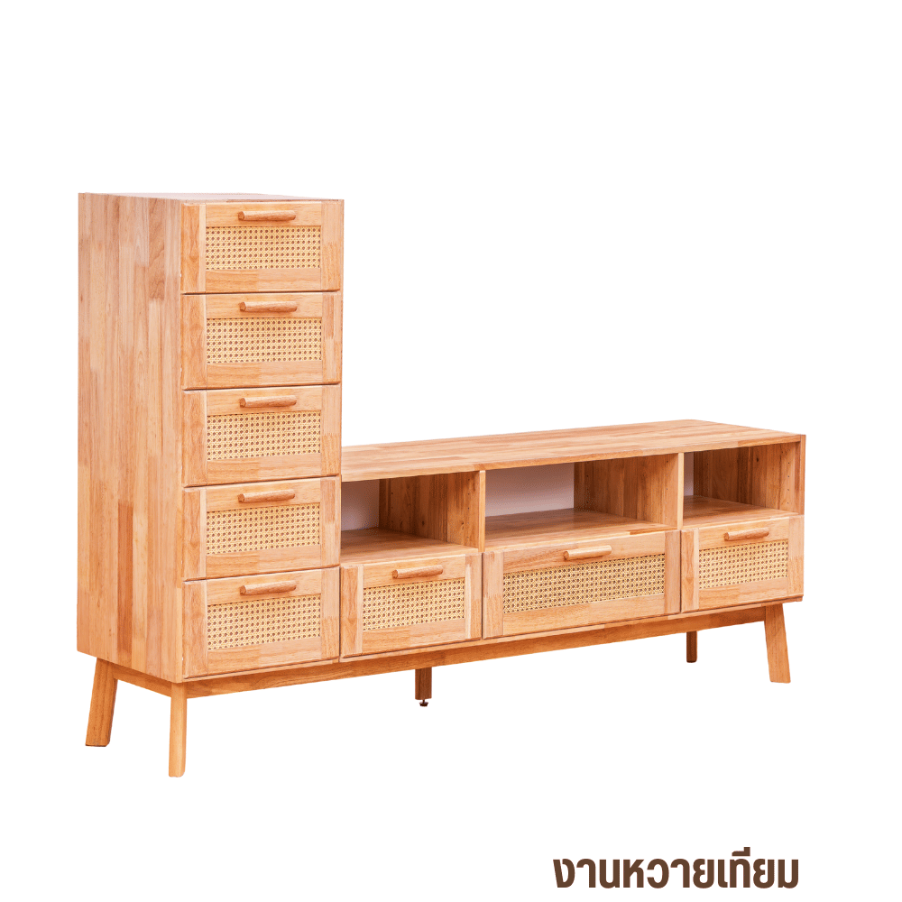 ตู้วางทีวี EVERGREEN FURNITURE รุ่น GL-18-FWR-4-28 ไม้ยางพารา สีไม้ธรรมชาติ_4