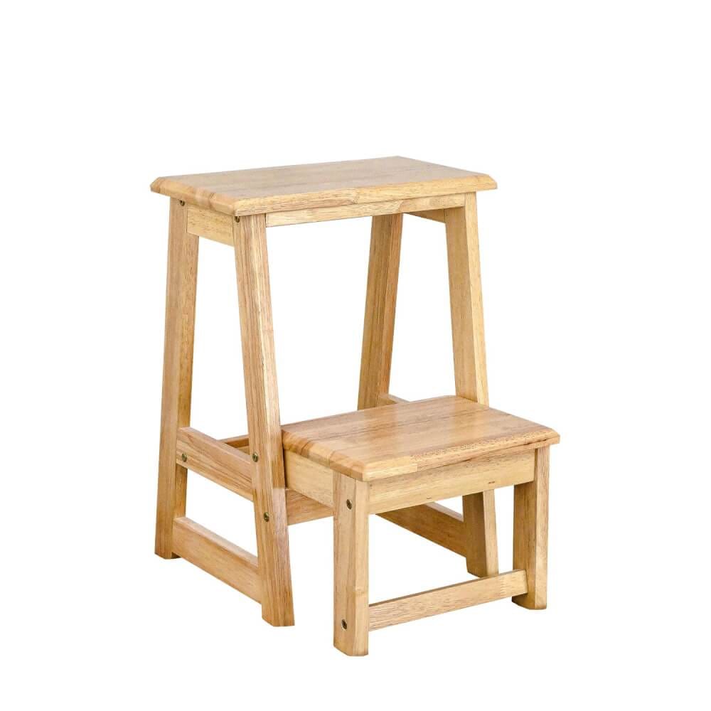 บันไดไม้ยางพารา 2 ขั้น Evergreen Furniture SLST-55  40x43x55ซม. สีไม้ธรรมชาติ_0