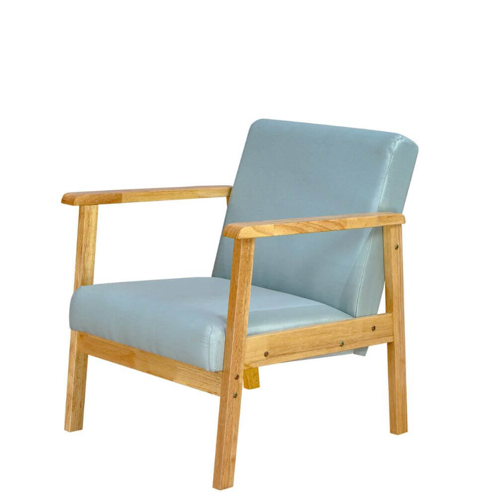 โซฟาไม้ยางพารา 1 ที่นั่ง EVERGREEN FURNITURE S-NC-01 74*55*62 เบาะผ้า ไม้สีธรรมชาติ