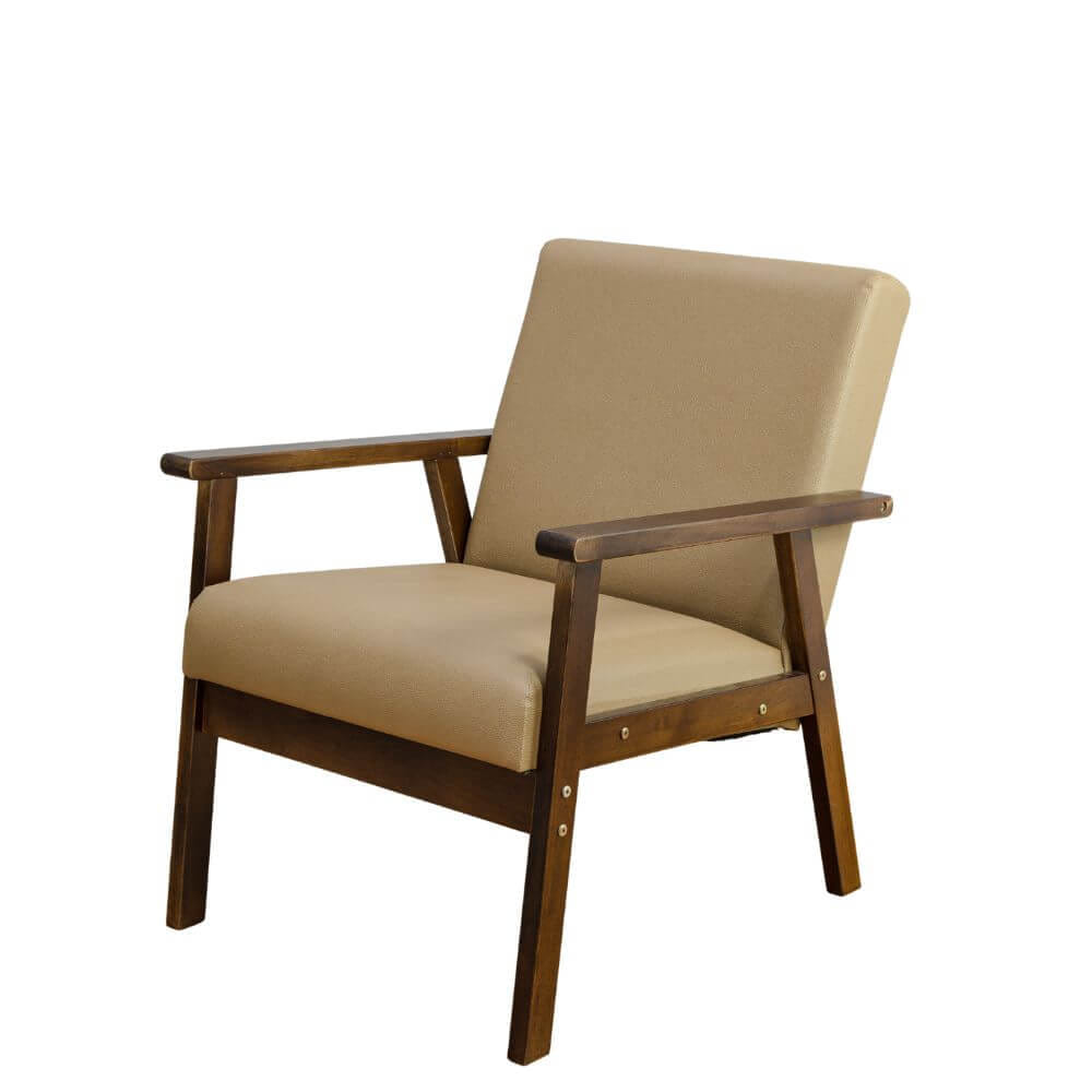 โซฟาไม้ยางพารา 1 ที่นั่ง EVERGREEN FURNITURE S-C-01 74*55*62 ไม้สีน้ำตาลเข้ม เบาะหนัง_0