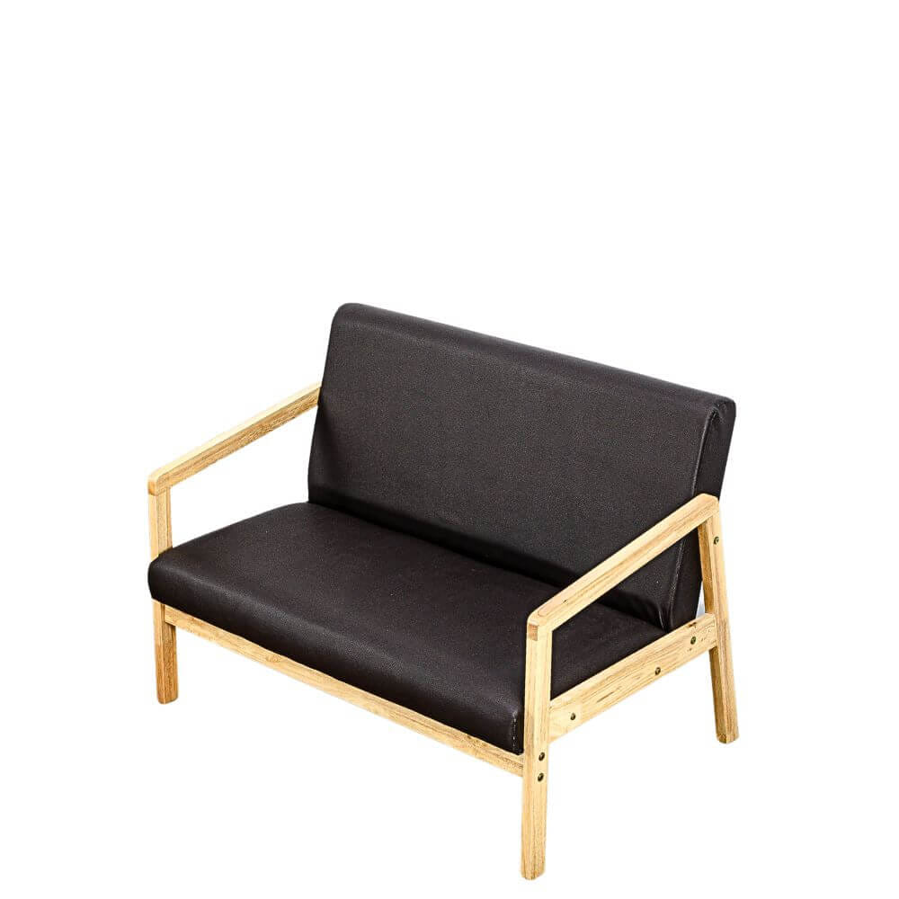 โซฟาไม้ยางพารา 2 ที่นั่ง EVERGREEN FURNITURE S-M-02 100*62*72 ไม้สีธรรมชาติ เบาะหนัง_0