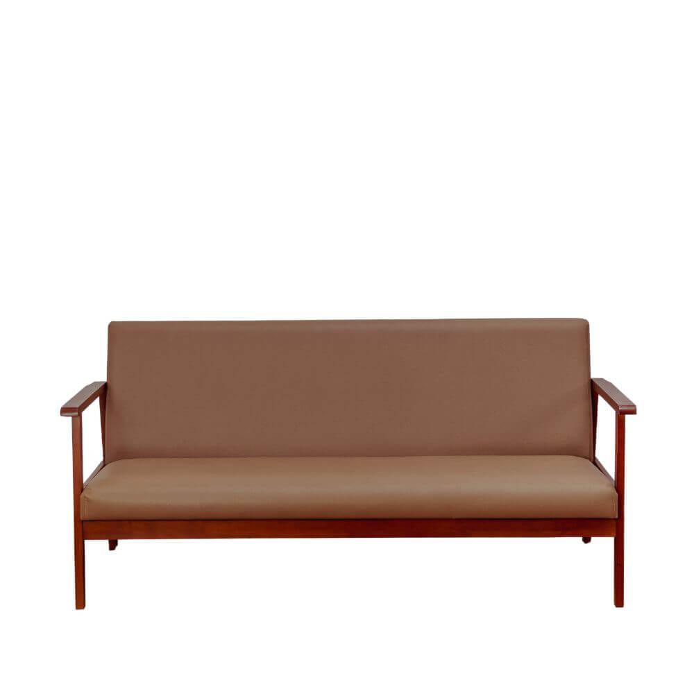 โซฟาไม้ยางพารา 3 ที่นั่ง EVERGREEN FURNITURE S-C-03 150*62*72 ไม้สีน้ำตาล เบาะหนังสีน้ำตาล_0
