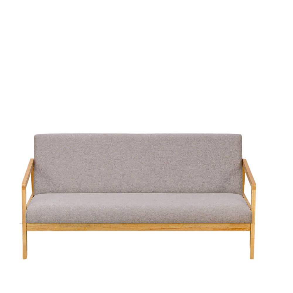 โซฟาไม้ยางพารา 3 ที่นั่ง EVERGREEN FURNITURE S-M-03 150*62*72 ไม้สีธรรมชาติ เบาะผ้าสีเทา