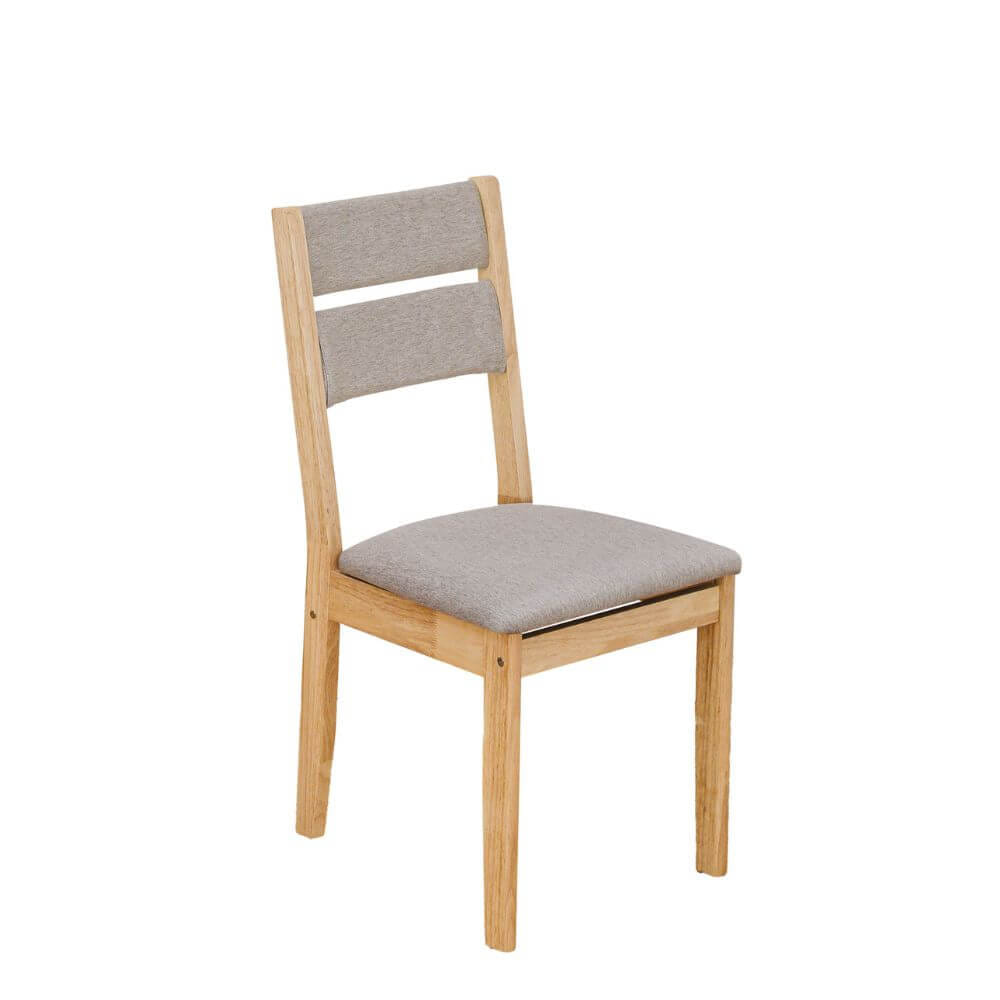 เก้าอี้ทานข้าวไม้ยางพารา EVERGREEN FURNITURE CC2 46X42X89 CM ไม้สีธรรมชาติ เบาะผ้าสีเทา_0