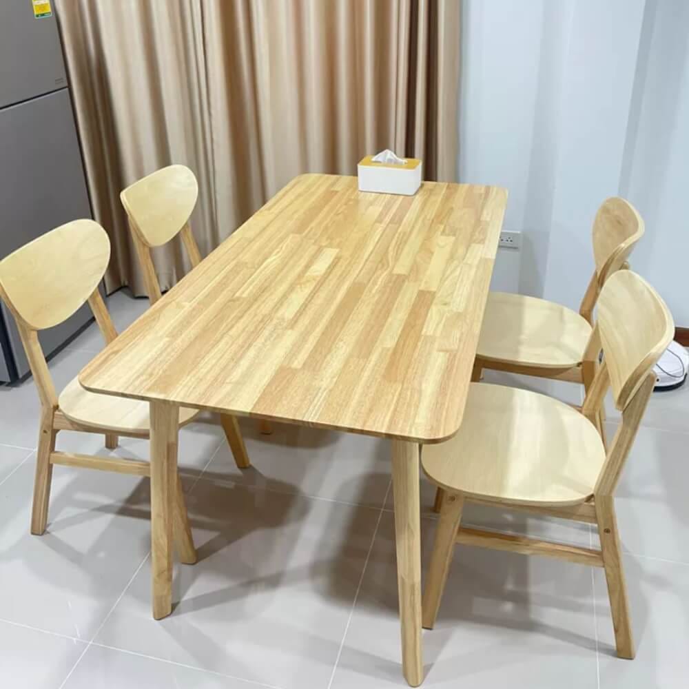เก้าอี้ทานข้าวไม้ยางพารา  EVERGREEN FURNITURE CB เบาะไม้ 43X53X85 ซม.สีไม้ธรรมชาติ 4ตัว/กล่อง_1