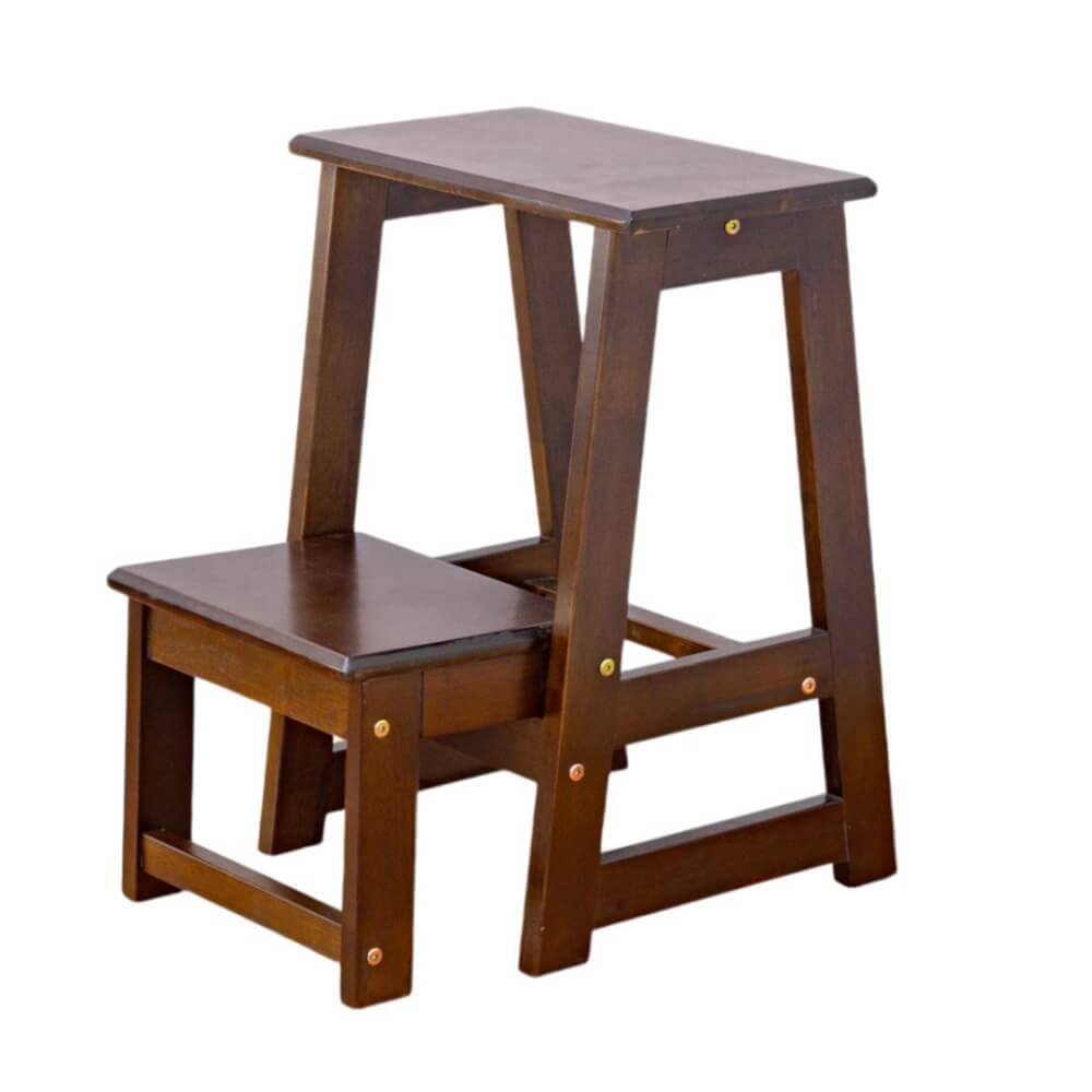 บันไดไม้ยางพารา 2 ขั้น Evergreen Furniture SLST-55  40x43x55ซม. สีน้ำตาลเข้ม_4
