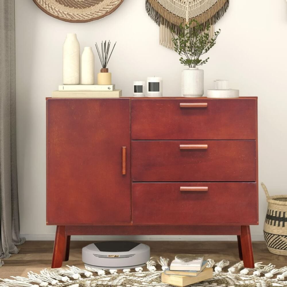 ตู้เตี้ยอเนกประสงค์ EVERGREEN FURNITURE 98 ซม. G-97401-F สีเชอรี่_4