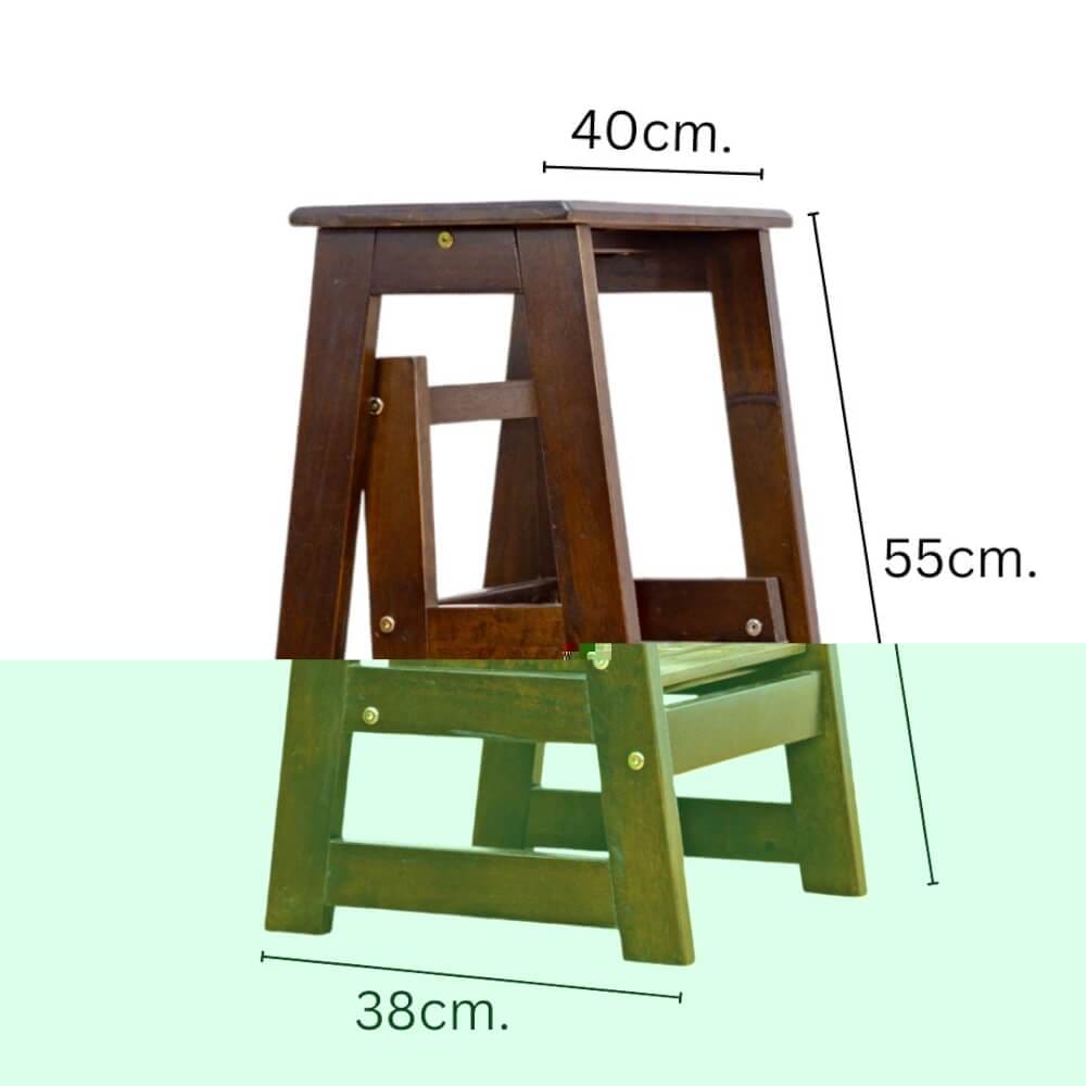 บันไดไม้ยางพารา 2 ขั้น Evergreen Furniture SLST-55  40x43x55ซม. สีน้ำตาลเข้ม_5