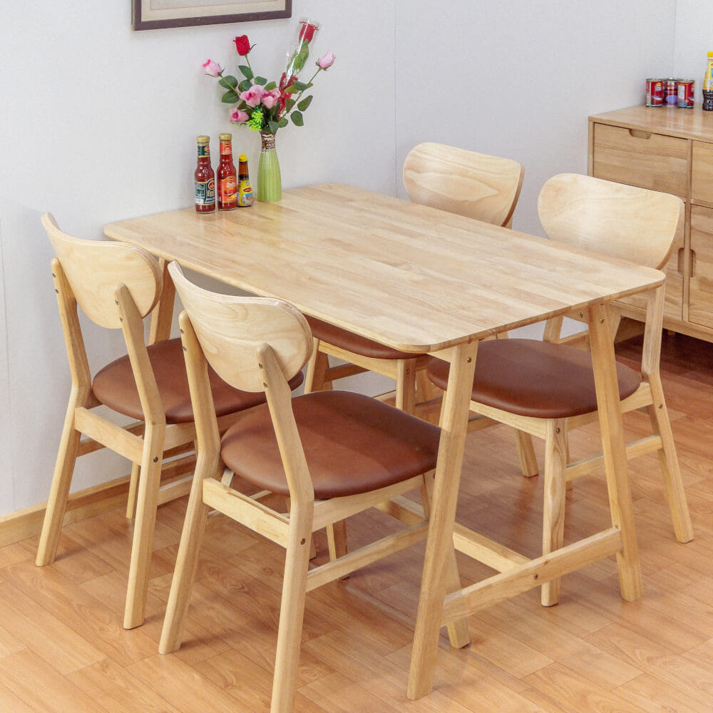 โต๊ะทานอาหารไม้ยางพารา Evergreen Furniture 120x74x74ซม. สีน้ำตาลธรรมชาติ_3