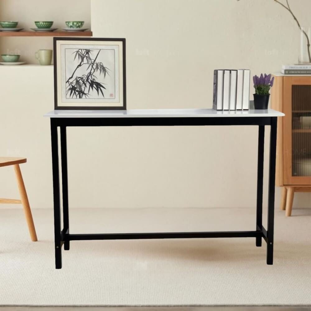 โต๊ะบาร์ไม้ยางพารา Evergreen Furniture TH 120x40x100ซม. สีขาว-สีดำ_3