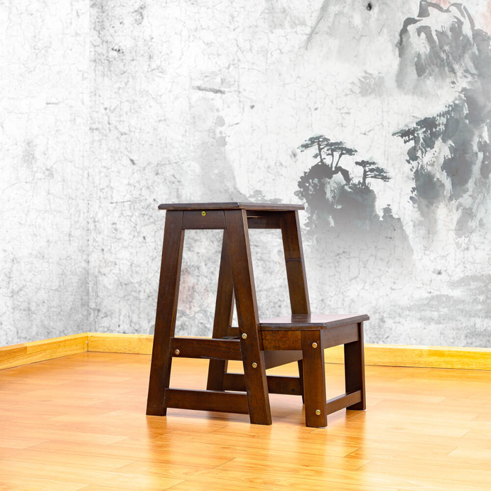 บันไดไม้ยางพารา 2 ขั้น ประกอบส่ง Evergreen Furniture SLST-55  40x43x55ซม. สีน้ำตาลเข้ม