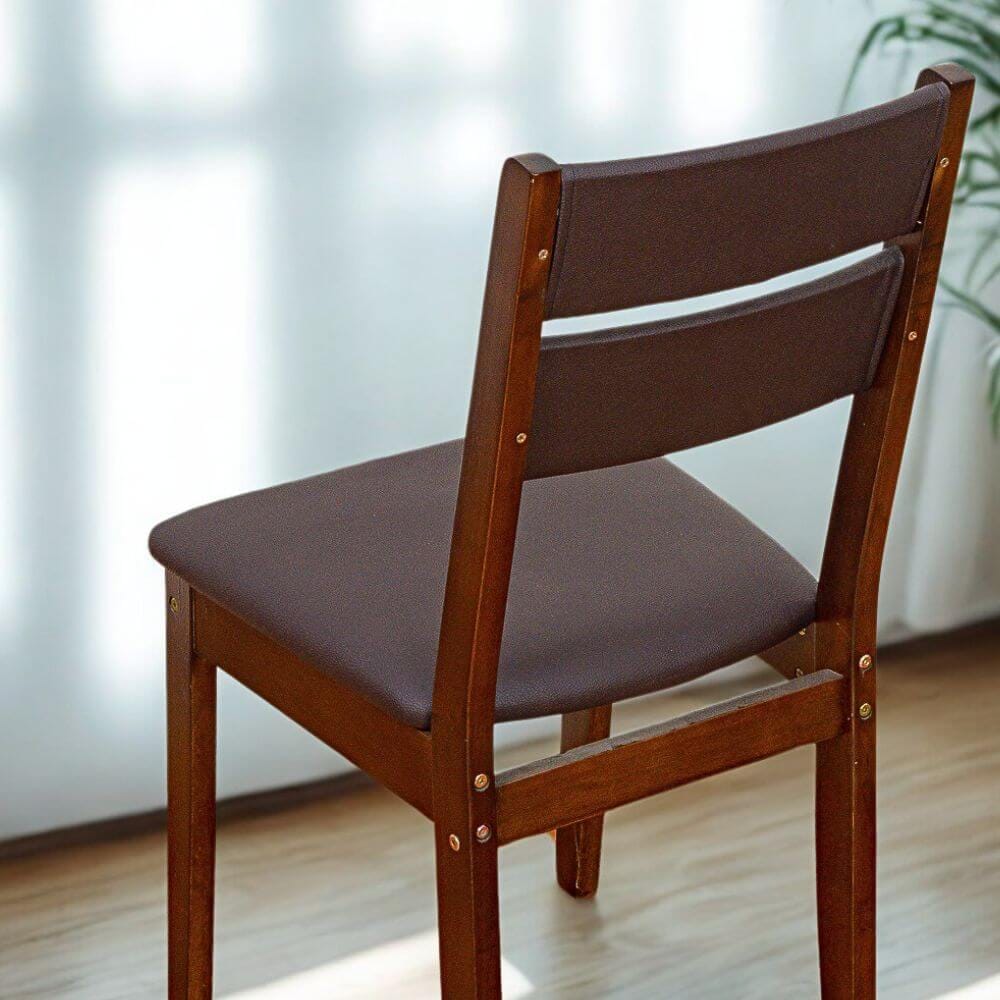 เก้าอี้ทานข้าวไม้ยางพารา EVERGREEN FURNITURE CC2 46X42X89 CM ไม้สีน้ำตาลเข้ม เบาะหนังสีกรม 4 ตัว / กล่อง
