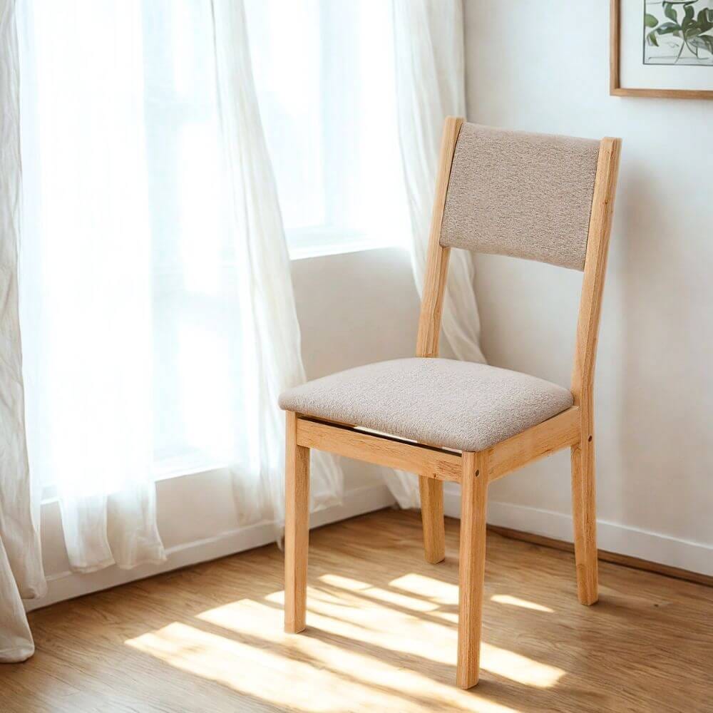 เก้าอี้ทานข้าวไม้ยางพารา EVERGREEN FURNITURE CC1 46X42X89 CM ไม้สีธรรมชาติ เบาะผ้าสีเทา_3