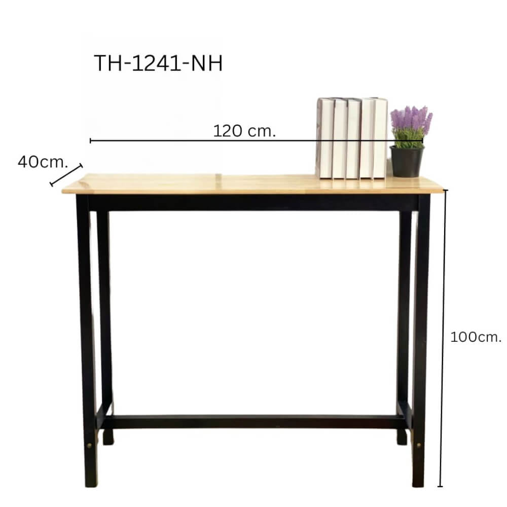 โต๊ะบาร์ไม้ยางพารา Evergreen Furniture TH 120x40x100ซม. สีไม้ธรรมชาติ-สีดำ_1