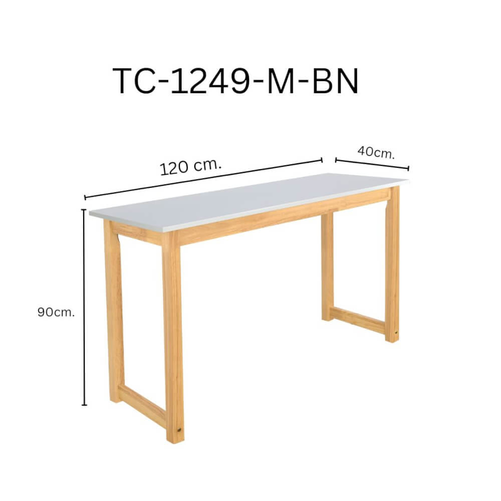 โต๊ะบาร์ไม้ยางพารา Evergreen Furniture TC 120x40x90ซม. สีขาว-สีไม้ธรรมชาติ_1
