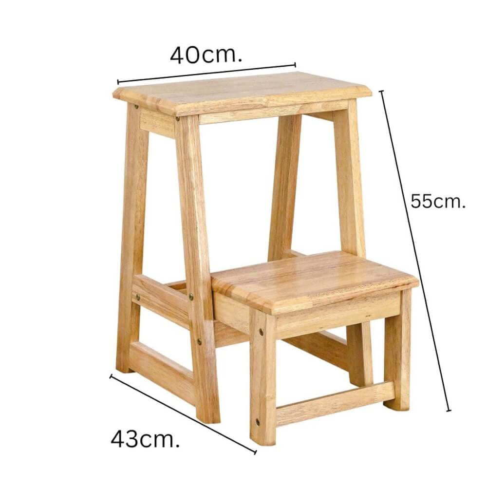 บันไดไม้ยางพารา 2 ขั้น ประกอบส่ง Evergreen Furniture SLST-55  40x43x55ซม. สีไม้ธรรมชาติ
