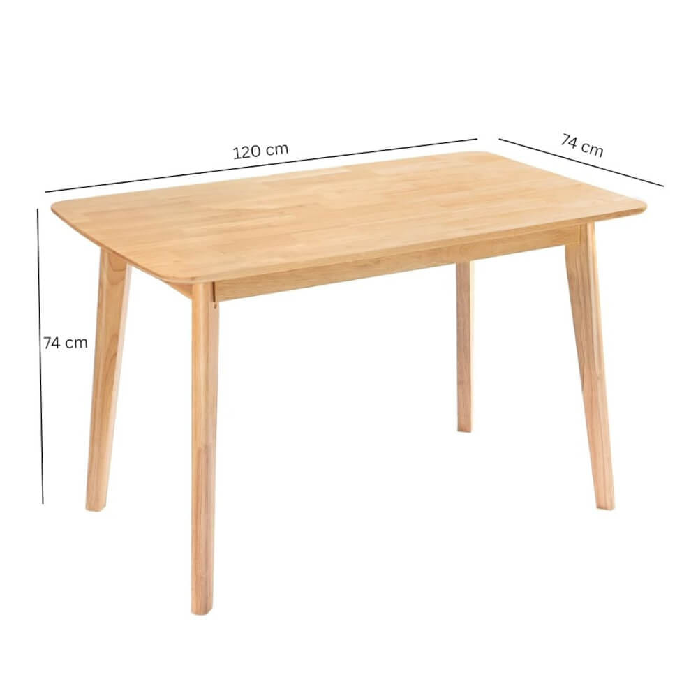ชุดโต๊ะอาหาร 4 ที่นั่ง EVERGREEN FURNITURE สีไม้ธรรมชาติ เก้าอี้ 2 ตัว เบาะหนังสีครีม + ม้านั่ง 1 ตัว_2