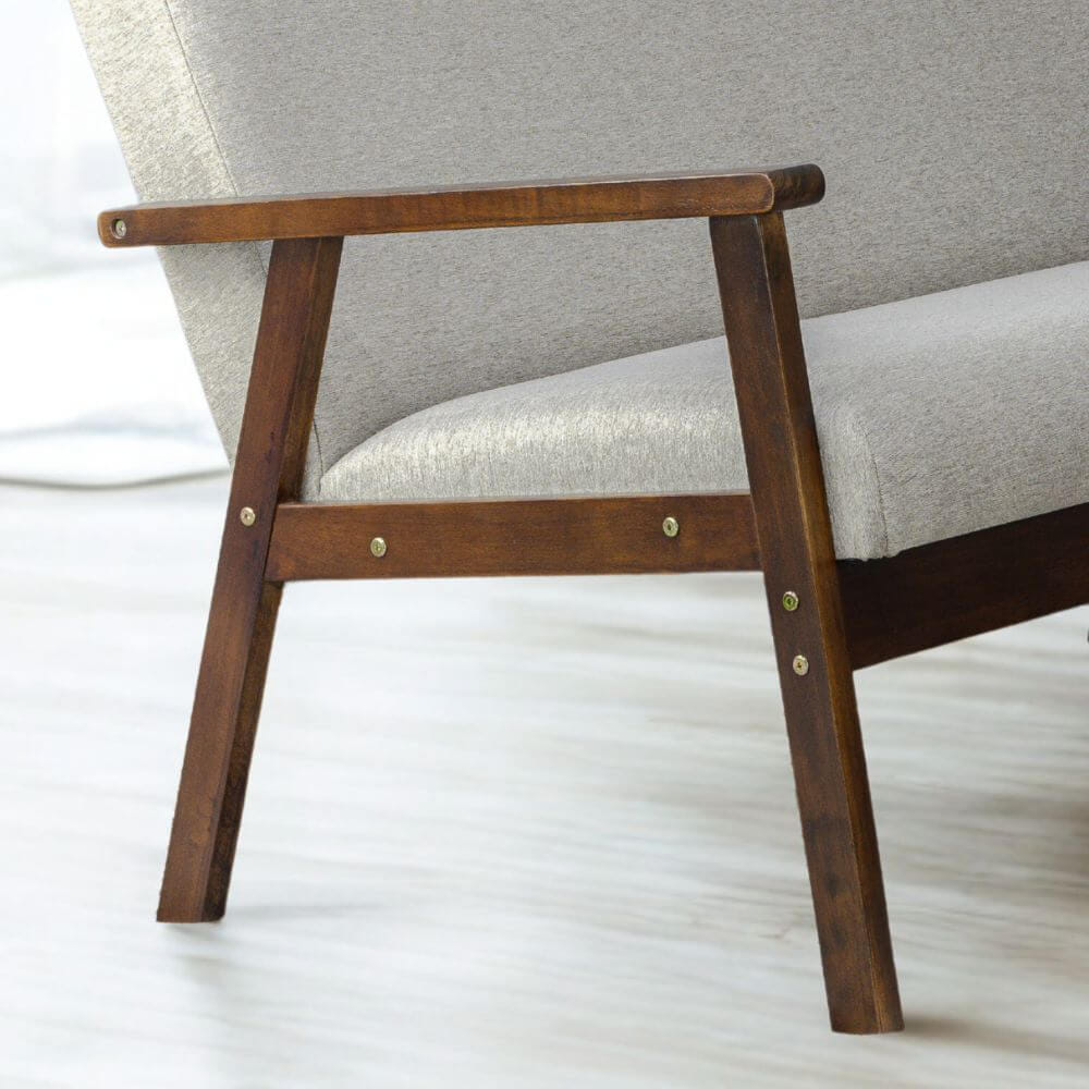 โซฟาไม้ยางพารา 3 ที่นั่ง EVERGREEN FURNITURE S-C-03 150*62*72 ไม้สีน้ำตาลเข้ม เบาะผ้าสีเทา_2
