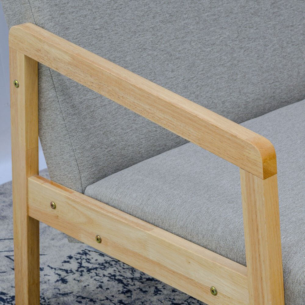 โซฟาไม้ยางพารา 3 ที่นั่ง EVERGREEN FURNITURE S-M-03 150*62*72 ไม้สีธรรมชาติ เบาะผ้าสีเทา_1